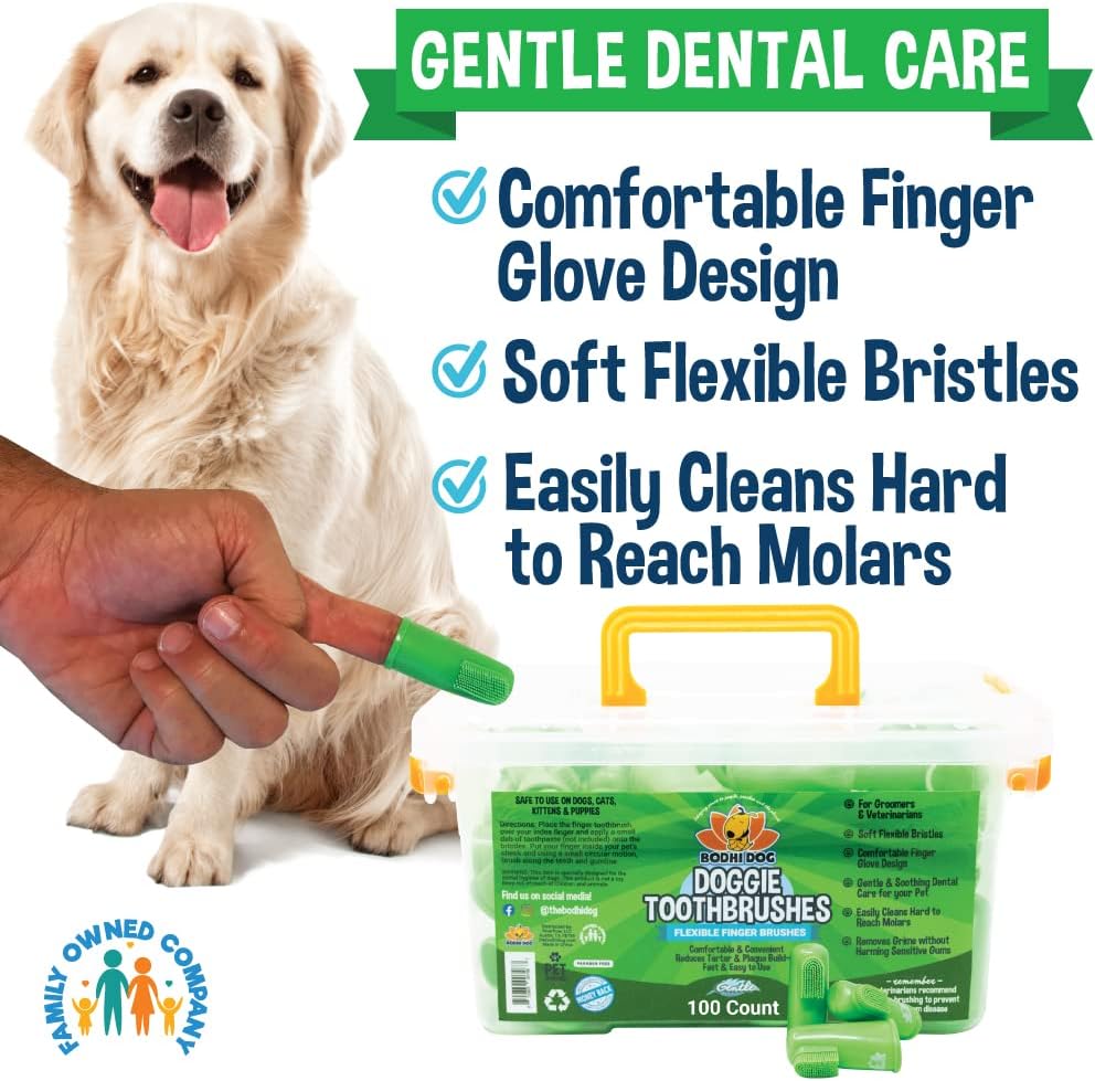 Bodhi Dog Finger Toothbrush for Dogs & Cats | Puppy Toothbrush with Soft & Flexible Silicone Bristles for Pet Dental Care | Easy Teeth Cleaning Dog Finger Toothbrush, 100 Count : Pet Supplies