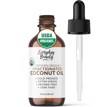 Organic Fractionated Coconut Oil | 100% Pure, Cold-Pressed | Usda Certified Organic | Amber Glass Bottle With Glass Dropper | For Face, Skin, & Hair - 1 Fl Oz
