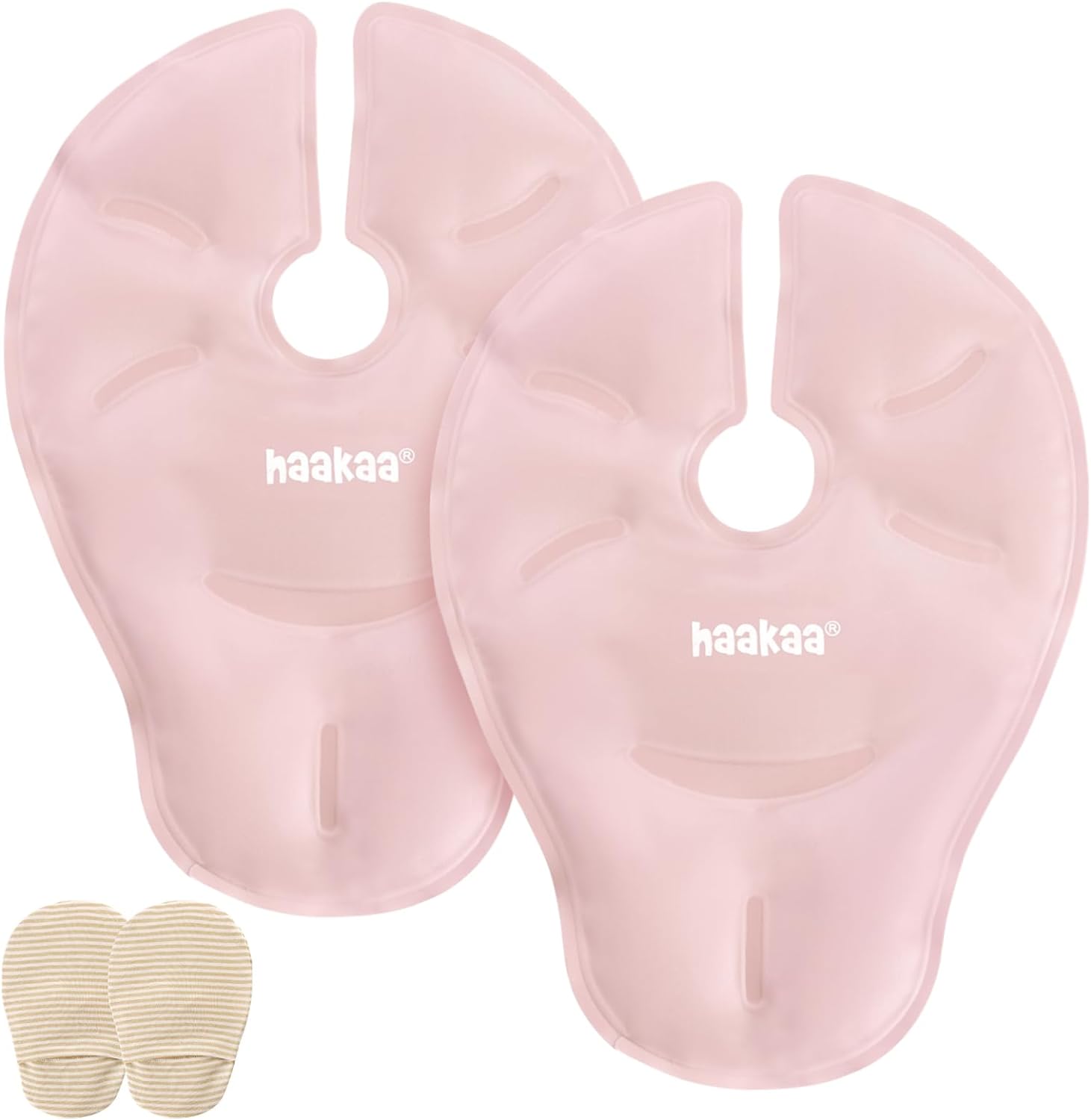 Haakaa Breast Therapy Packs Breast Ice Packs Breast Heating Pad Breastfeeding Essentials, Improve Milk Flow, Reduces Pain, Relieve Blockages & Mastitis (2pk, Blush)