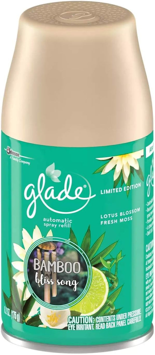 Glade Automatic Spray Air Freshener Refill | Bamboo Bliss Song Scent | Limited Edition - 6.2 Ounce Each (Pack of 3)