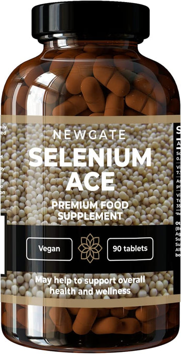 Selenium Ace 90 Vegan Tablets - Premium Nutritional Supplement - With Vitamin A, C And E - Immunity Support & Thyroid Health - Halal - Made In The Uk - Gmp Certified