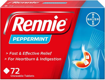 Rennie Antacids, Peppermint Flavour, 72 Count (Pack Of 1)