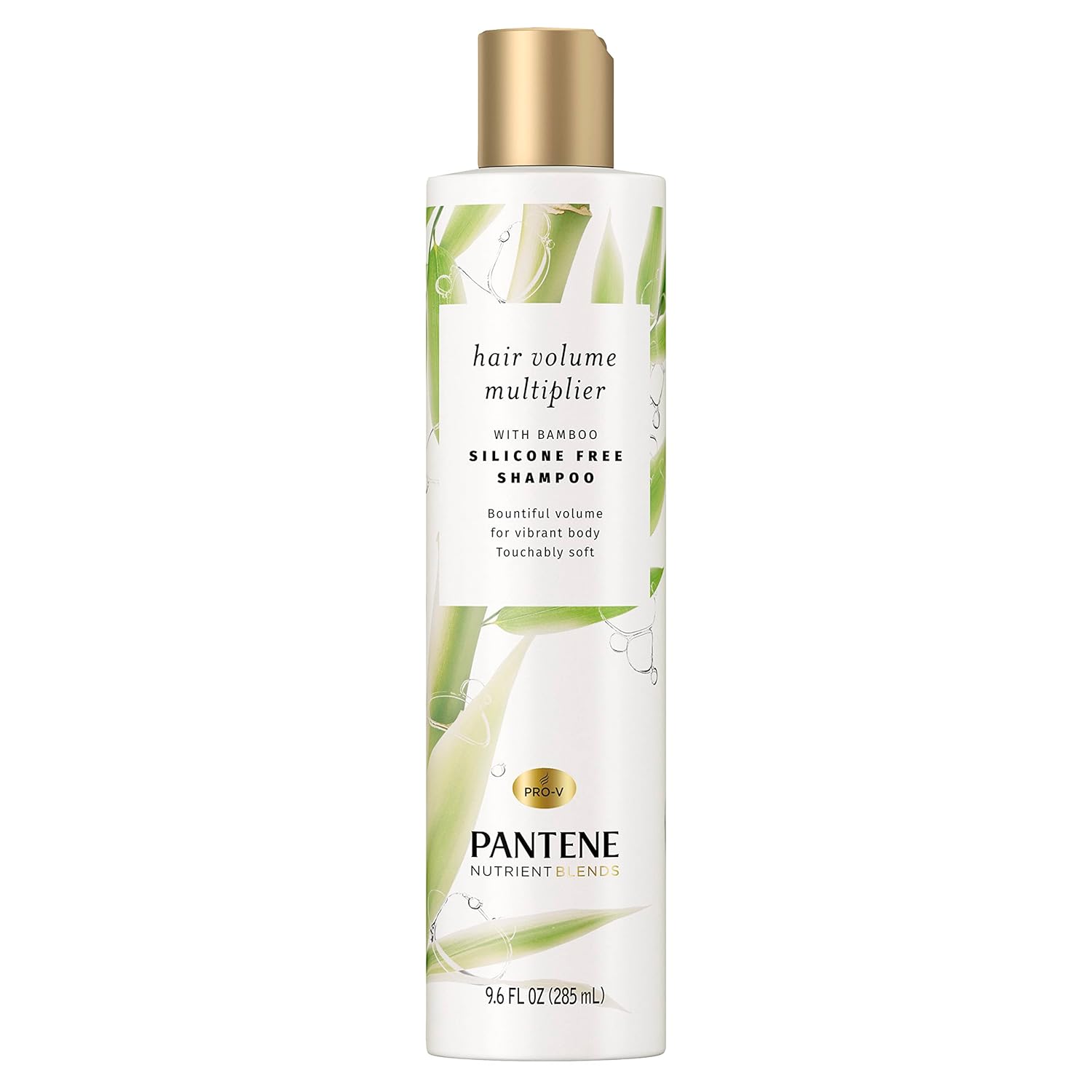 Pantene Volumizing Shampoo With Bamboo, Nutrient Blends Hair Volume Multiplier For Fine Hair, 9.6 Fl Oz, Pack Of 4