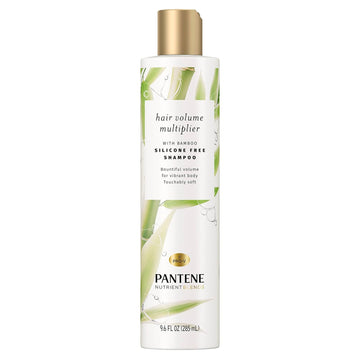 Pantene Volumizing Shampoo With Bamboo, Nutrient Blends Hair Volume Multiplier For Fine Hair, 9.6 Fl Oz, Pack Of 4