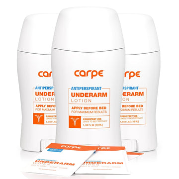 Carpe Underarm Antiperspirant and Deodorant, Pack of 3-WITH 3 FREE ON-THE-GO WIPES!