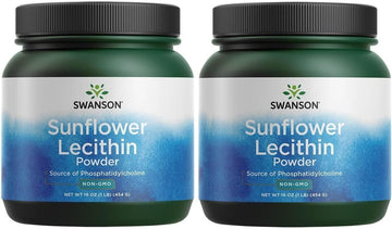 Swanson Sunflower Lecithin Brain Health Nervous System Support Non-Gmo Soy-Free Vegetarian 16 Oz (1Lb) 454 Gram Powder (2 Pack)