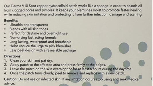 Healthpoint Derma V10 Spot Zapper Patches, Pack Of 24 Hydrocolloid Patches For Faster Healing For Blemishes And Pimples, Waterproof, Breathable, Durable, Invisible, Dermatologically Tested, 2 Sizes