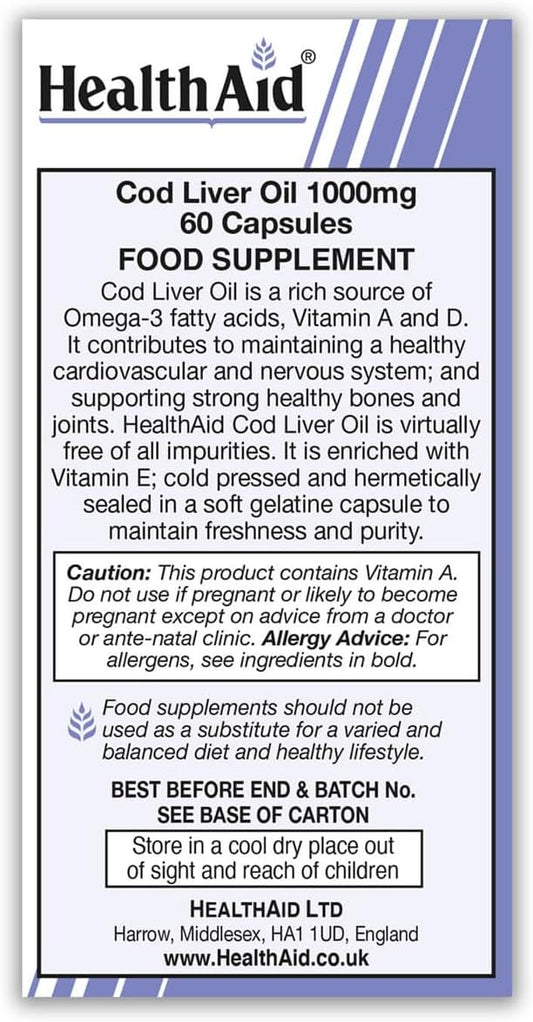 HealthAid Cod Liver Oil 1000mg - 60 Capsules