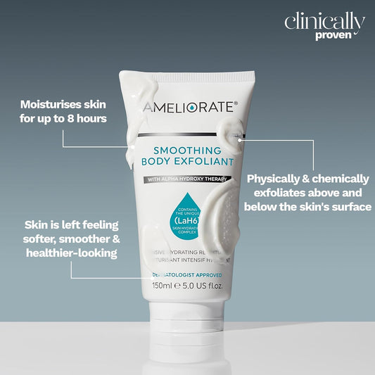 Ameliorate Smoothing Body Exfoliant 150Ml | Lab6, Shea Butter, Coconut Oil | Dermatologically Tested, Menopause Friendly, Bsf Approved