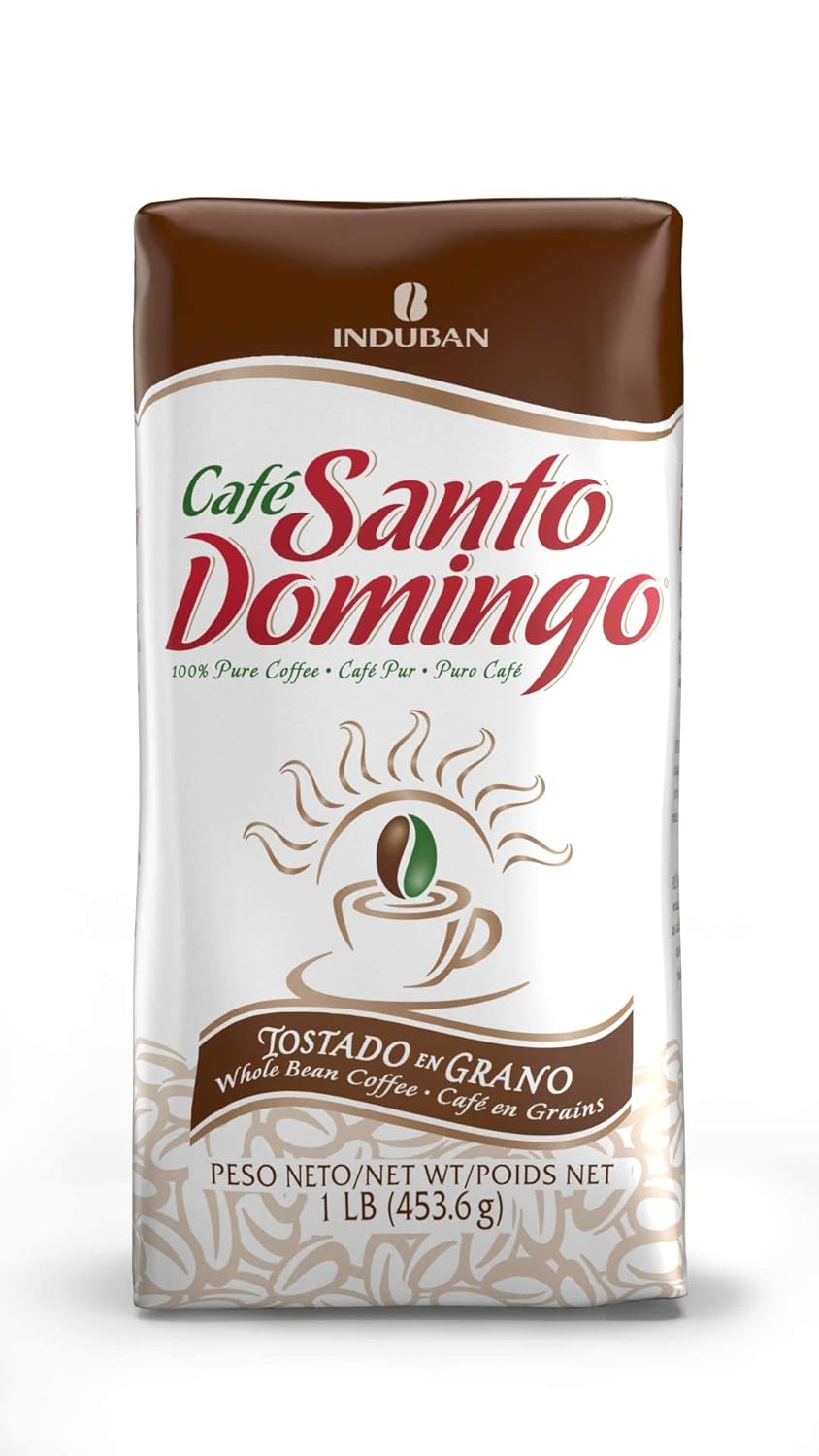 Santo Domingo Coffee, 16 oz Bag, Whole Bean Coffee, Medium Roast - Product from the Dominican Republic (Pack of 1)