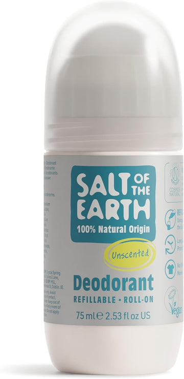 Salt Of The Earth - Natural Refillable Roll On Deodorant - Lavender & Vanilla - Vegan Formula With Effective Long-Lasting Protection, Made In The Uk - Suitable For Women, Men & Kids - 75Ml