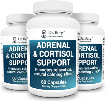 Dr. Berg Adrenal & Cortisol Supplement New Formula - Adrenal Supplement & Cortisol Manager for Mood, Focus and Stress Support - Adrenal Fatigue Supplements w/Ashwagandha Extracts - 60 Capsules 3 Pack