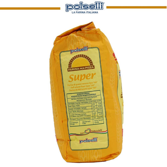 Super, Tipo 00, Double Zero, Type Oo, Roman Style Pizza Flour For In Teglia, Al Tagio, Pinsa, Pala, W 300+ Formulated For A Long 72+ Hour Fermintation And Rise, (5 Kg) 11 Lbs, Polselli