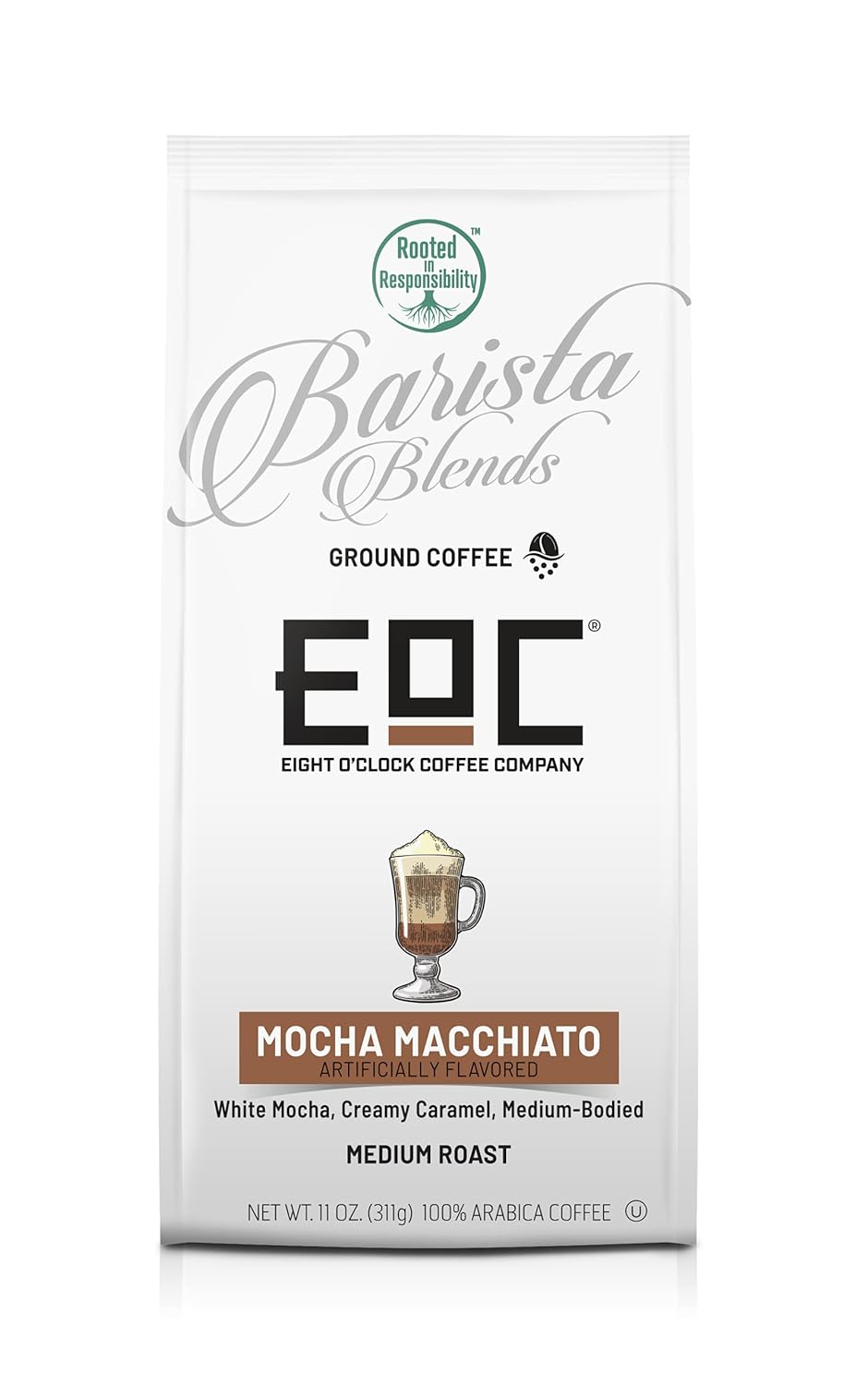 Eight O'Clock Coffee Barista Blends Mocha Macchiato, 11 Ounce (Pack of 1), Medium Bodied Espresso, Notes of White Chocolate