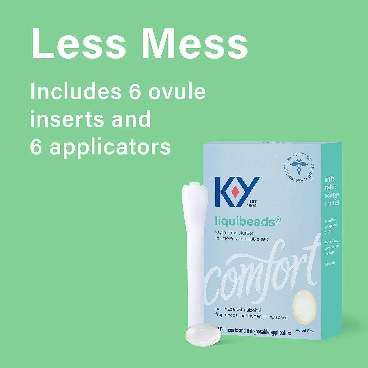 K-Y Liquibeads, Vaginal Moisturizer, Silicone-Based Formula, Safe to Use with Condoms, for Men, Women and Couples, 6 Ovules and Applicators (Pack of 4) : Health & Household