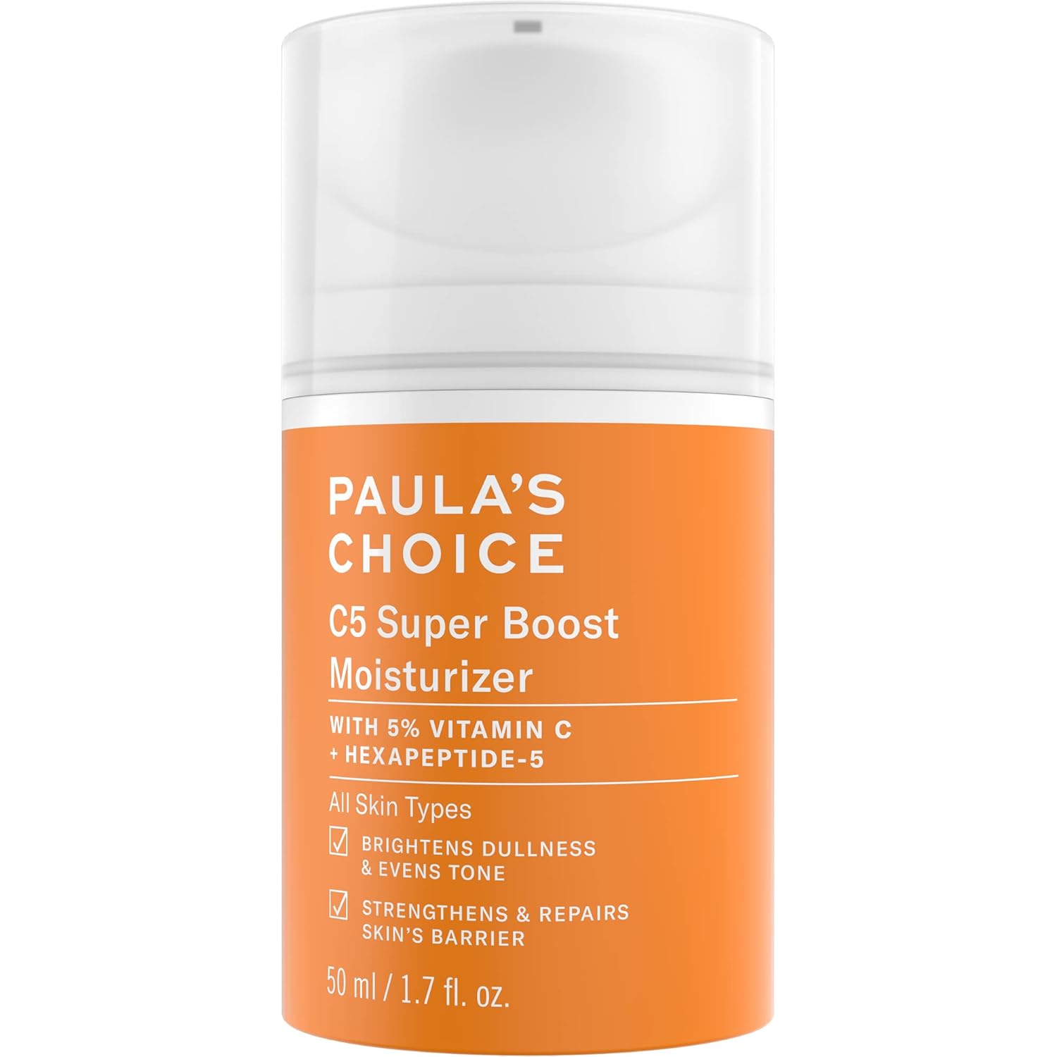 Paula'S Choice C5 Super Boost Moisturizer With 5% Vitamin C & Squalane, Daily Face Lotion For Discoloration, Uneven Tone, Fine Lines & Acne-Prone Skin, Fragrance-Free & Paraben-Free 1.7 Fl Oz