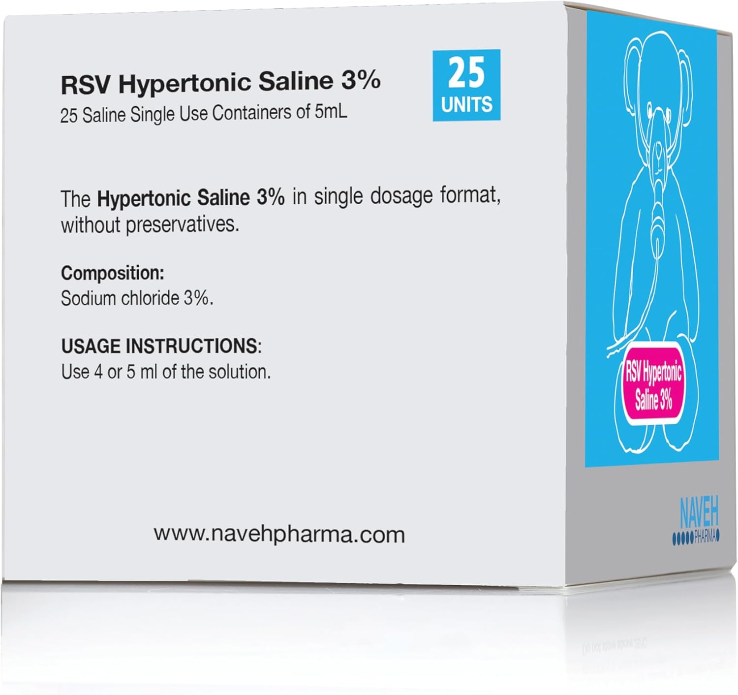 NAVEH PHARMA 3% Hypertonic Saline Solution for Nebulizer Machine | Saline Solution for Inhalation & Nasal Irrigation | Nebulizer Diluent 3% Concentration (25 Vials of 0.17 FL OZ) : Health & Household