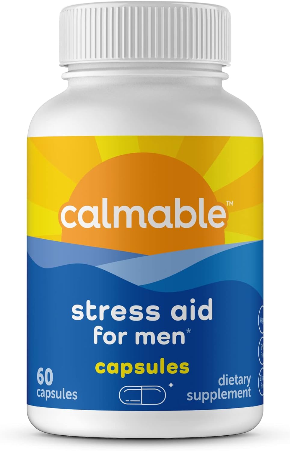 Stress Relief Aid For Men - Feel Happy, Calm, Focused And Relaxed And The Most Vibrant You - Vegan - With Maca And Ashwagandha - Anti Stress Support Vitamin Dietary Supplement - 60 Capsules