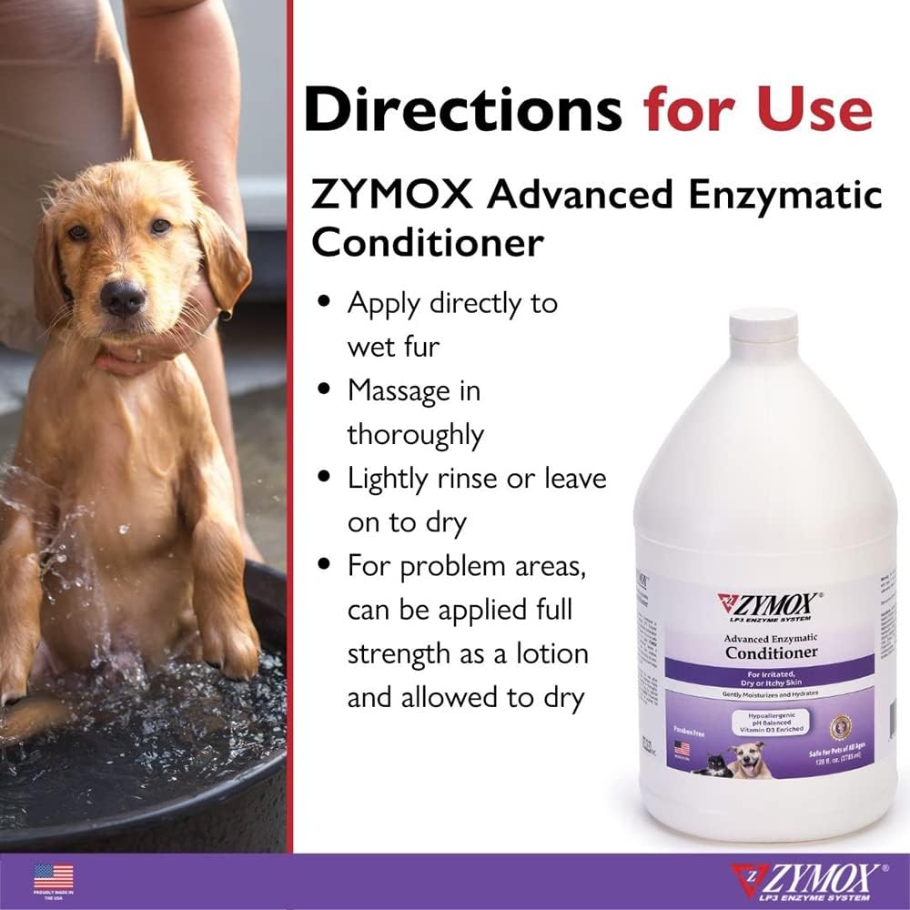 ZYMOX Advanced Enzymatic Leave-On Conditioner, 1 gal. – for Pets & Animals of All Ages: Conditions, Detangles, Soothes, & Moisturizers Skin & Coat