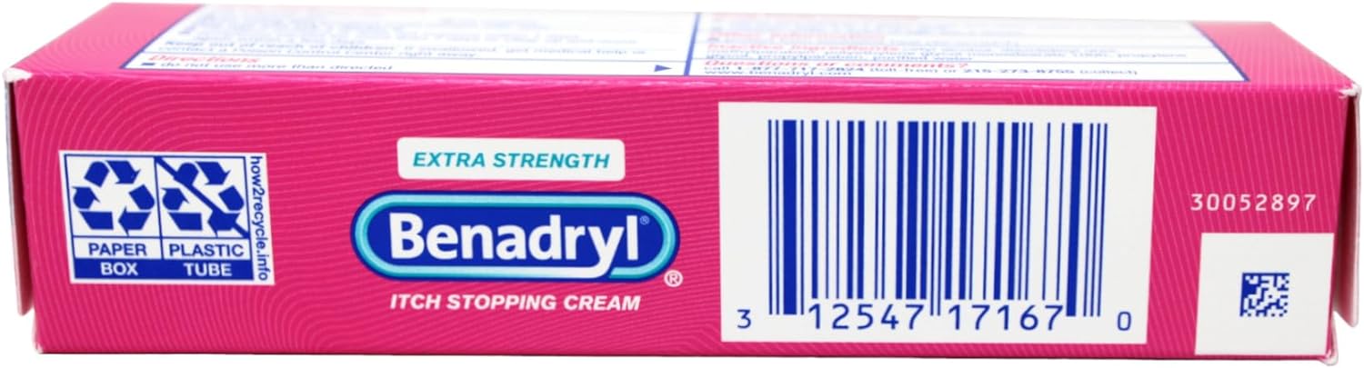 Benadryl Extra Strength Anti-Itch Topical Gel with 2% Diphenhydramine HCI for Itch Relief of Outdoor Itches Associated with Poison Ivy, Insect Bites & More, 1 fl oz : Health & Household