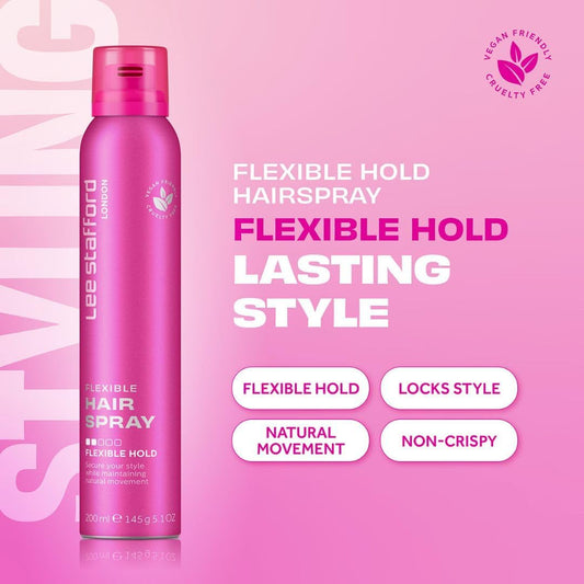 Lee Stafford Fat 'N' Flexible Fat Flexible Hold Hair Spray 200Ml Bouncy Beautiful Hair No Frizz Smooth And Shiny Head