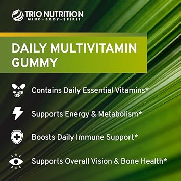 Buy Trio Nutrition Daily Multivitamin Gummies For Men & Women - Natural Fruit Flavor With Essential Vitamins A, B, C, D, E & Zinc - Gluten-Free Immune Support & Energy Boost Supplement On  Free Shipping On Qualified Orders