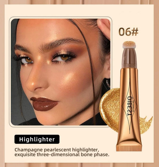 Contour Beauty Wand, Liquid Face Concealer Contouring With Cushion Applicator, High Coverage Natural Matte Finish Highlighter Bronzer Stick Super Silky Cream Face Blush Illuminator Makeup Stick (6#)