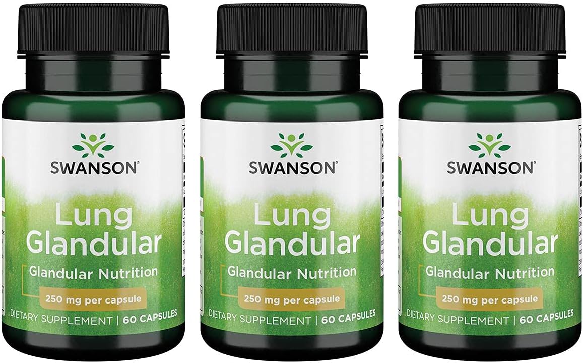 Swanson Raw Lung Glandular 250 Milligrams 60 Capsules (3 Pack)