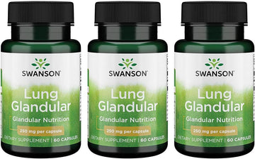 Swanson Raw Lung Glandular 250 Milligrams 60 Capsules (3 Pack)