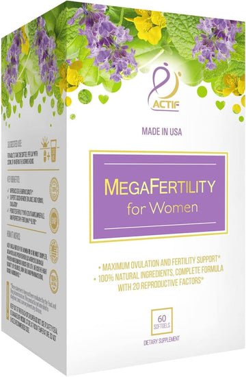 Actif Fertilmax For Women - #1 Fertility Supplement And Ovulation Support, Maximum Strength, Clinically Proven - Non-Gmo, Made In Usa, 60 Count