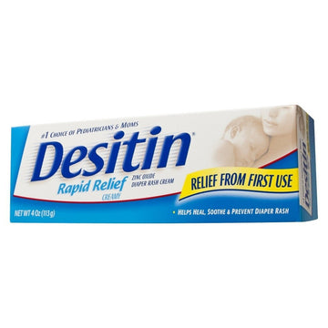 DESITIN Rapid Relief Zinc Oxide Diaper Rash Cream 4 oz ( Pack of 9)