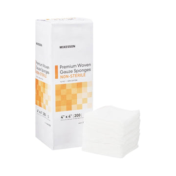 Mckesson Premium Woven Gauze Sponges, Non-Sterile, 16-Ply, 100% Cotton, 4 In X 4 In, 200 Per Pack, 1 Pack