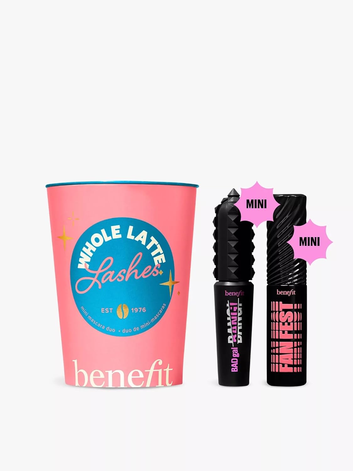 Benefit Whole Latte Lashes Duo Gift Set of TRAVEL-SIZE BADgal BANG! and Fan Fest Mascara