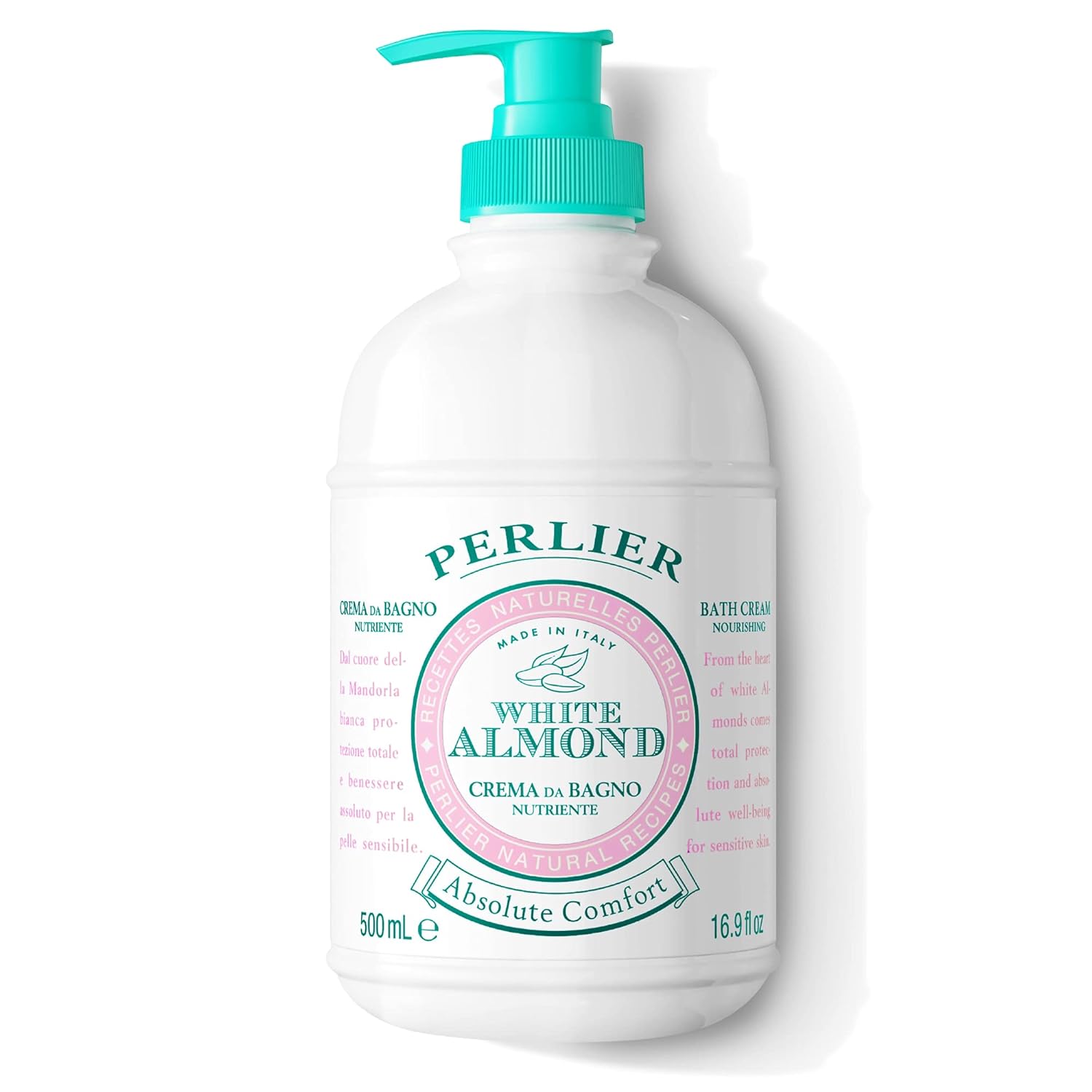 Perlier White Almond Shower & Bath Cream - Nourishing & Soothing Luxury Bath Cream Made With Almond Oil For Deep Moisturization And Hydration (16.9 Fluid Oz.)