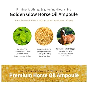 Charmzone Mayu Horse Oil Ampoule Golden Complex, Korean Beauty Skin Care Intense Face Moisturizer Nourishing Wrinkle Improvement Gift For All Skin Types (100 Ml/3.38 Fl.Oz)