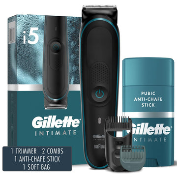 Gillette I7 Intimate Men’S Premium Pubic Hair Trimmer, Waterproof Led Body Hair Trimmer For Men, Manscaping Body Groomer