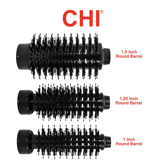 CHI 3-in-1 Round Blowout Brush, Hair Dryer Brush For Smooth, Frizz-Free Hair, 3 Interchangeable Brush Heads & Adjustable Heat Settings