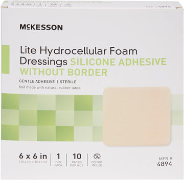 Mckesson Hydrocellular Foam Dressing - Silicone Gel Adhesive Wound Dressing - 6 In X 6 In, 10 Count, 1 Pack