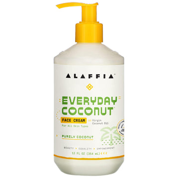 Alaffia Everyday Coconut Face Cream, Skin Care With Virgin Coconut Oil, Moisturizer For Firmness & Elasticity, Helps Reduce The Appearance Of Lines & Wrinkles, Purely Coconut, 12 Fl Oz