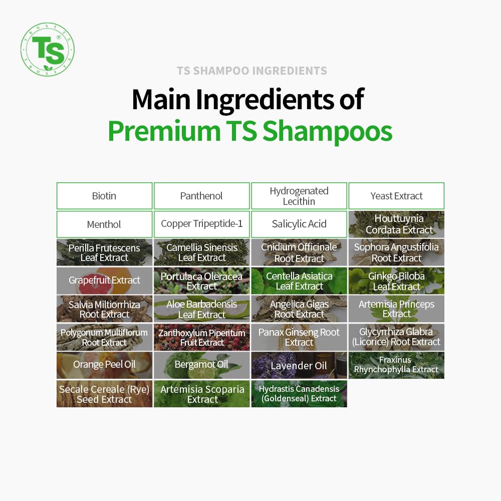 Ts New Premium Shampoo | Korean Hair Loss Care For Thinning Hair With Biotin & Niacinamide | Zinc Pyrithione & 19 Botanical Extracts | Sulfate-Free Creamy Formula For Scalp Health (17.6 Fl Oz / 500Ml) : Beauty & Personal Care