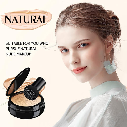Beliky Girl Cc Cream Foundation With Mushroom Head Air Cushion Full Coverage For Flawless Makeup Moisturizing Brightening Pigment Liquid Foundation, Even Skin Tone Makeup (Nude)