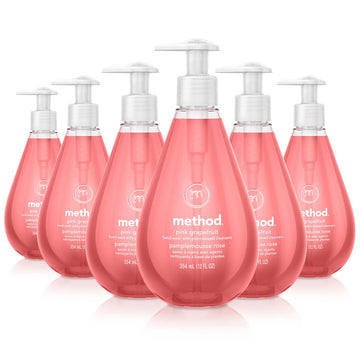 Method Gel Hand Soap, Pink Grapefruit, Biodegradable Formula, 12 Fl Oz (Pack Of 6)