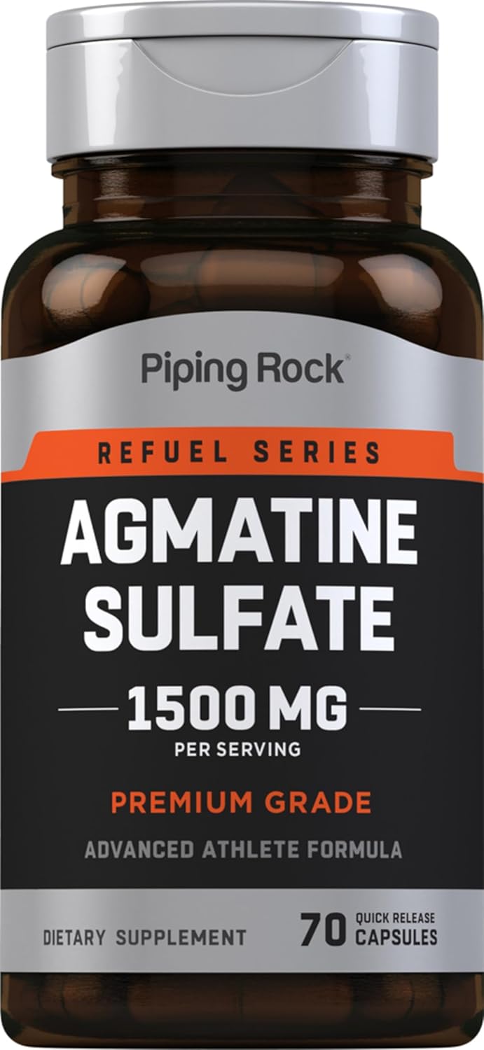 Piping Rock Agmatine Sulfate 1500mg | 70 Capsules | Advanced Athlete Formula | Premium Grade Supplement | Non-GMO, Gluten Free