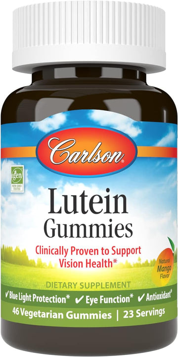 Carlson - Lutein Gummies, Vision Support, Blue Light Protection, Mango, 46 Gummies