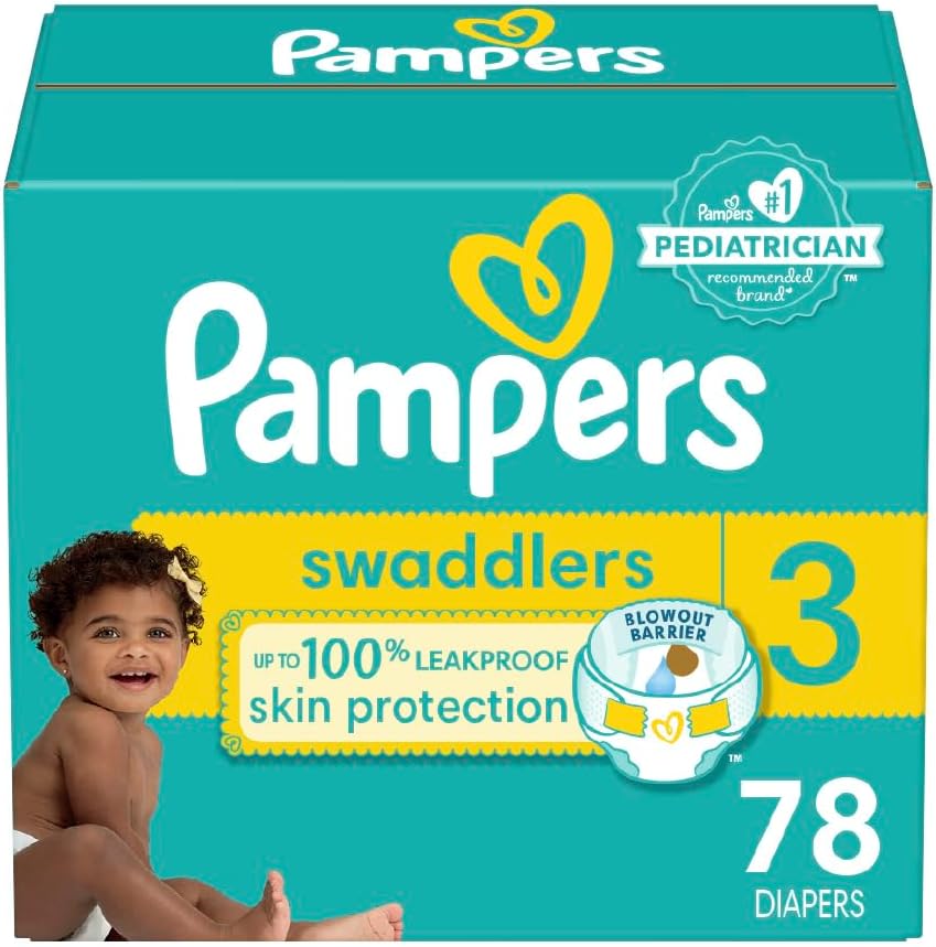 Pampers Swaddlers Diapers - Size 3, 78 Count, Ultra Soft Disposable Baby Diapers