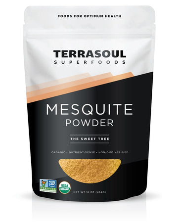 Terrasoul Superfoods Organic Mesquite Powder, 16 Oz, Baking Ingredient, Nutrient-Packed Smoothie Booster, BBQ Marinade Enhancer, Coffee Flavor Enhancer