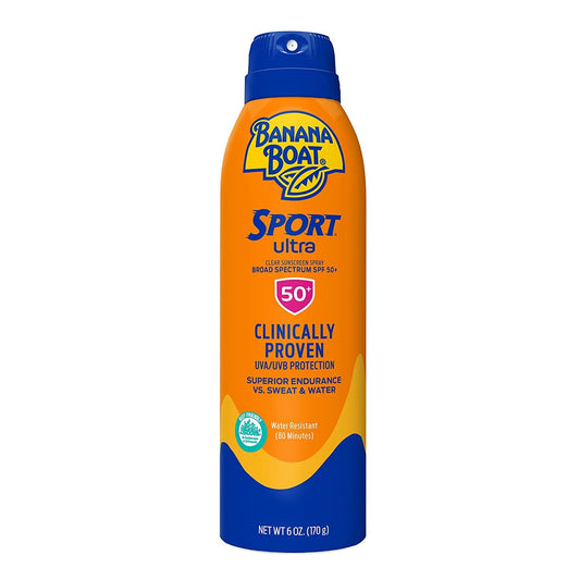 Banana Boat Sport Ultra SPF 50 Sunscreen Spray, 6oz | Banana Boat Sunscreen Spray SPF 50, Oxybenzone Free Sunscreen, Sport Sunscreen Sunblock, Spray On Sunscreen, Water Resistant Sunscreen, 6oz : Banana Boat: Beauty & Personal Care