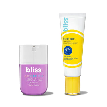 Bliss Block Star Spf 30 Invisible Daily Tinted Sunscreen With Zinc Oxide, Sunscreen & Makeup Primer + Youth Got This Prevent-4 + Pure Retinol Face Serum