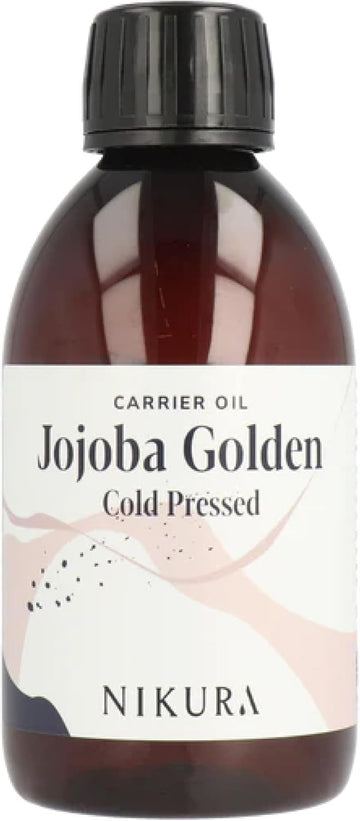 Nikura Jojoba Oil Golden - 250ml | For Skin, Hair Growth, Face, Body, Scalp, Eyelashes & Nails | Moisturising & Hydrating | For Essential Oils | Natural, Vegan & UK | BPA Free