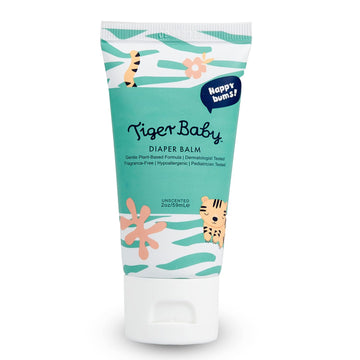 Tiger Baby Diaper Cream Balm, Plant-Based Natural & Organic Diaper Rash Cream, Soothes Irritation & Yeast, Hypoallergenic, Pediatrician Tested, Fragrance Free & Dermatologist Tested, 2 Oz